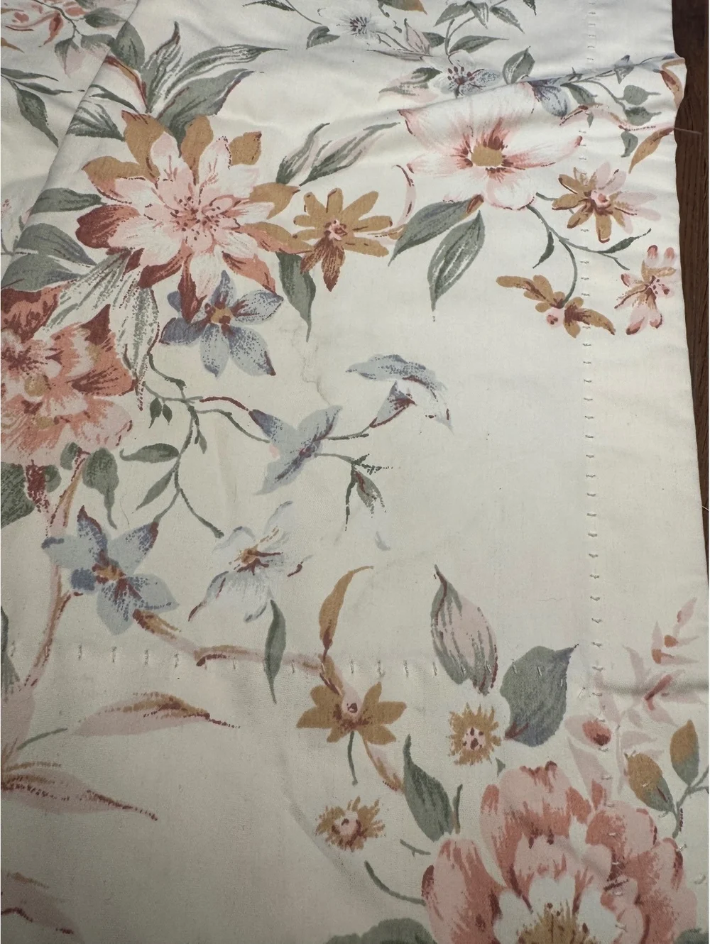 Vintage Burlington House Floral Pinch Pleat Curtain Panel 82 Long Cottage Drapes